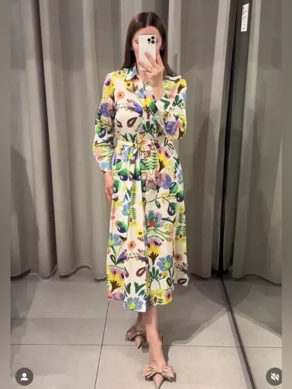 Zara floral poplin shirt maxi dress midi long sleeve colorful SS24 blogger fav - Picture 3 of 16